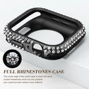 Watch Case for Apple Watch Series 9 / 8 / 7 41mm PC TPU Electroplated Watch Cover with Rhinestone Decor - Black - 3