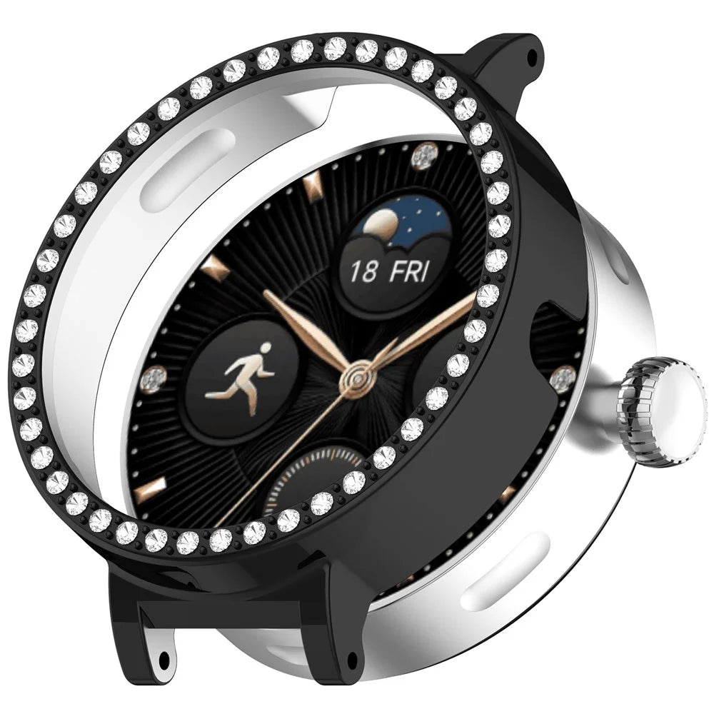 For Honor Choice SAGA Smart Watch 2 PC Case Rhinestone Decor Smartwatch Protective Cover - Black - 1