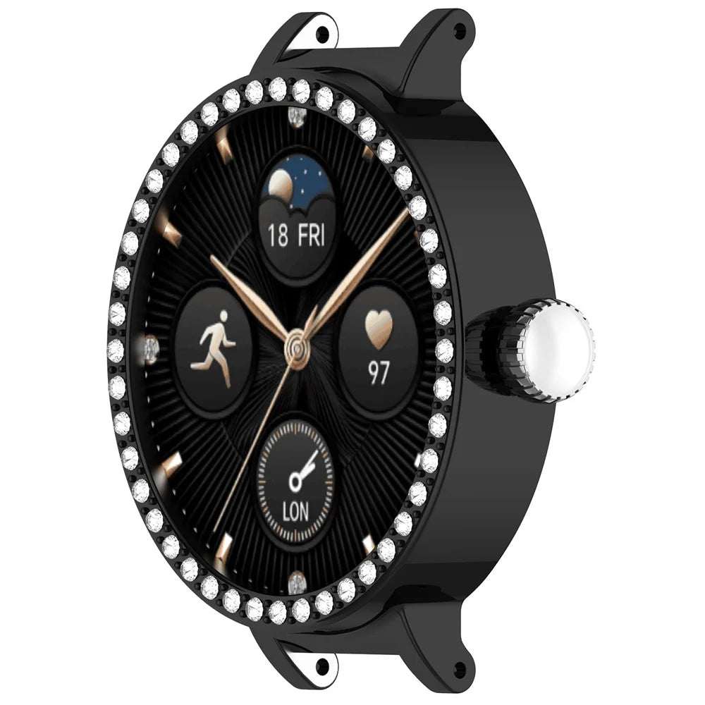 For Honor Choice SAGA Smart Watch 2 PC Case Rhinestone Decor Smartwatch Protective Cover - Black - 2