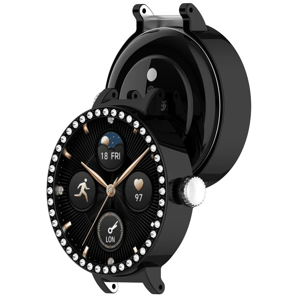 For Honor Choice SAGA Smart Watch 2 PC Case Rhinestone Decor Smartwatch Protective Cover - Black - 3