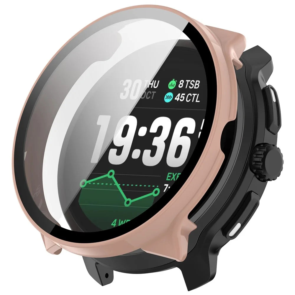 For Suunto Race 2 Hard PC Watch Case with Tempered Glass Screen Film - Pink - 1