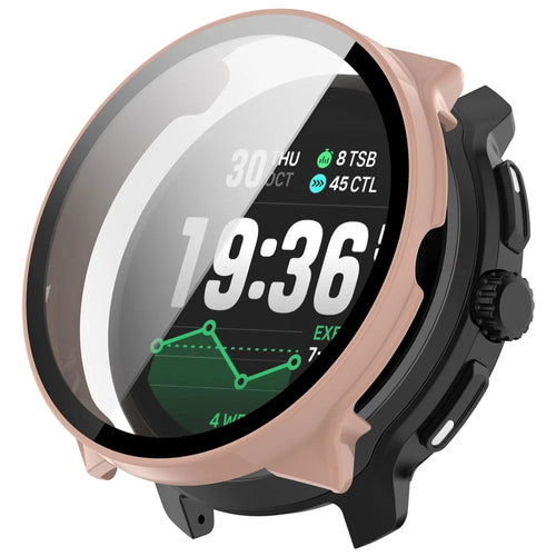 For Suunto Race 2 Hard PC Watch Case with Tempered Glass Screen Film - Pink - 1