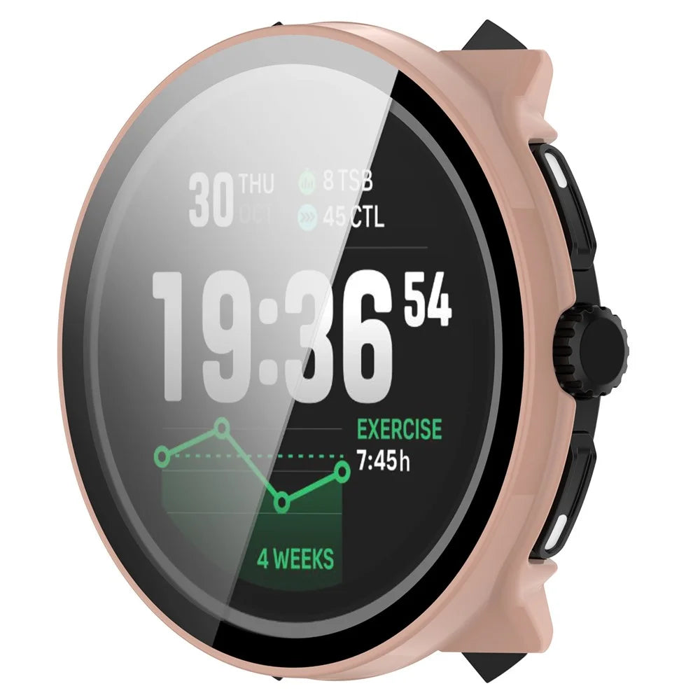 For Suunto Race 2 Hard PC Watch Case with Tempered Glass Screen Film - Pink - 2