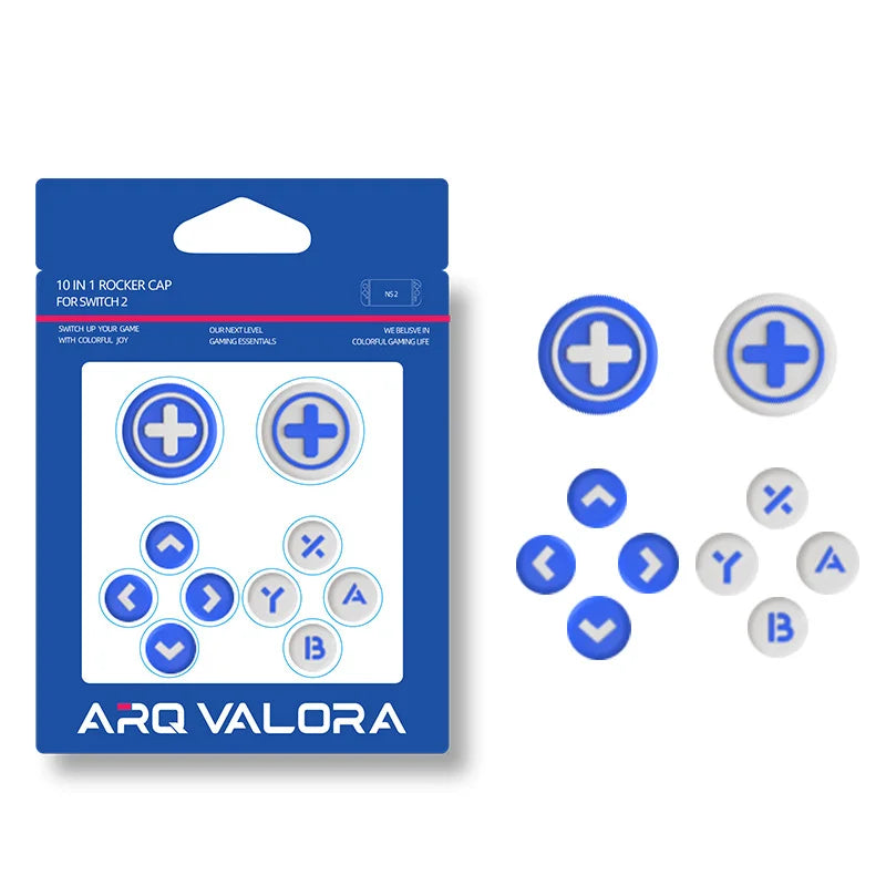 10 in 1 For Nintendo Switch 2 Silicone Thumb Grips Button Caps Joystick Covers Game Controller Protection Kit - Blue - 1