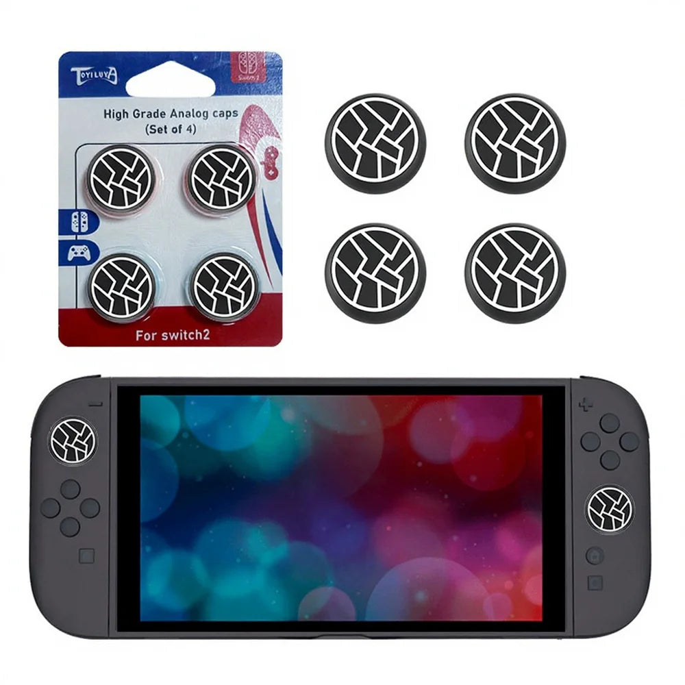 4PCS Silicone Thumb Grips For Nintendo Switch 2 Controller Anti Slip Analog Joystick Caps Cover - Black - 3