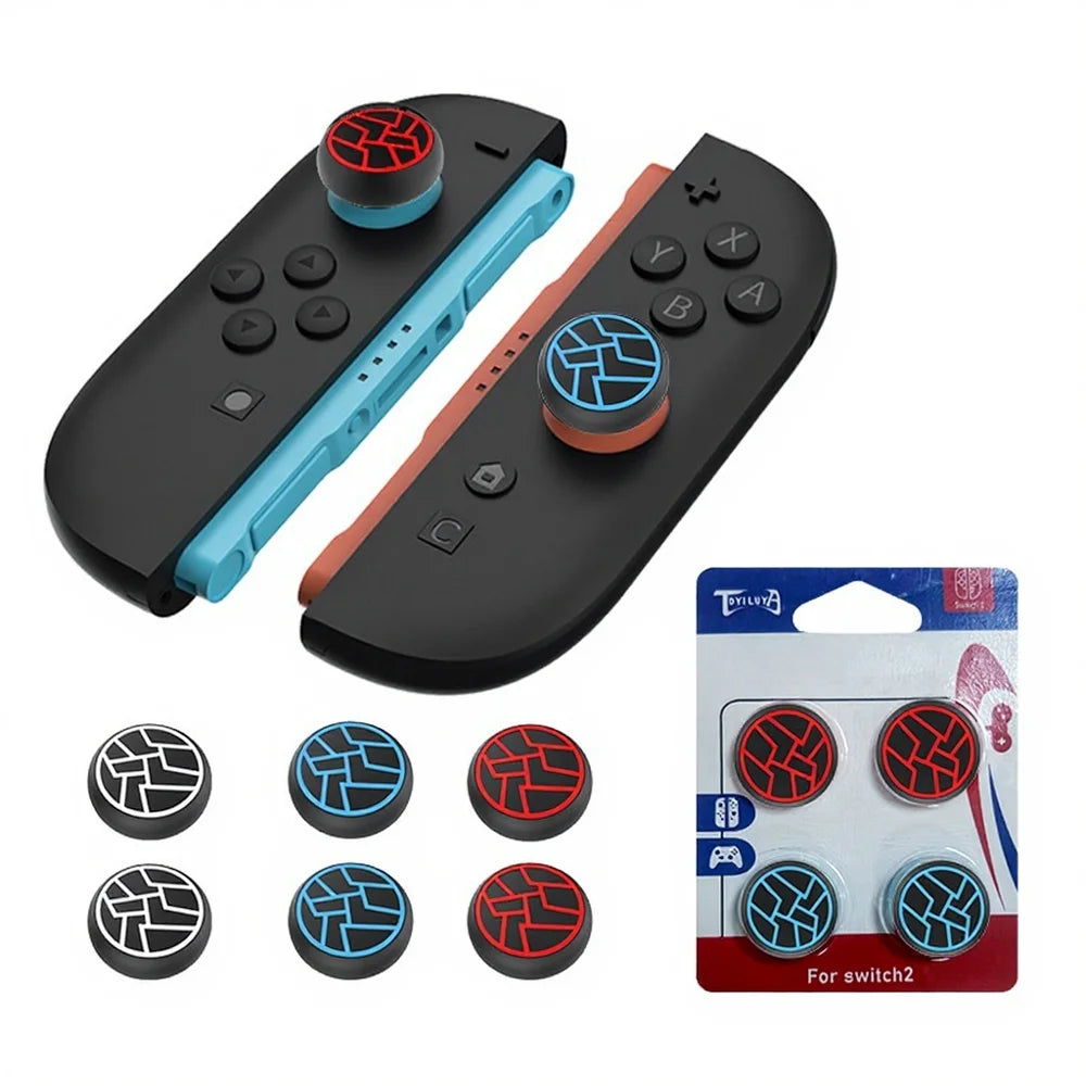 4PCS Silicone Thumb Grips For Nintendo Switch 2 Controller Anti Slip Analog Joystick Caps Cover - Black - 4