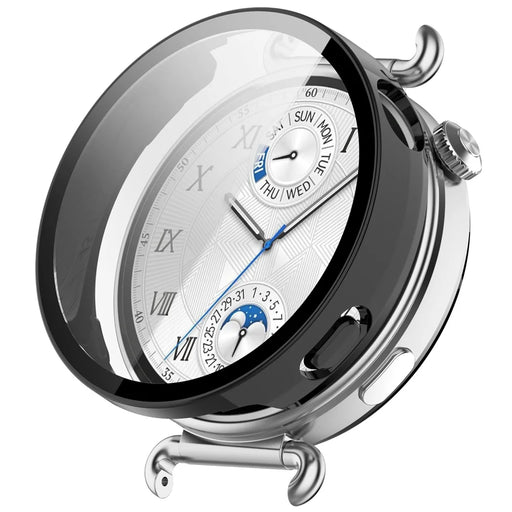 WANLONFENG For Huawei Watch GT 6 41mm Watch Case  PC Frame Cover with Tempered Glass Screen Protector - Black - 1
