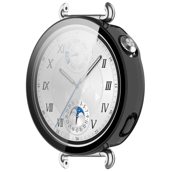 WANLONFENG For Huawei Watch GT 6 41mm Watch Case  PC Frame Cover with Tempered Glass Screen Protector - Black - 2