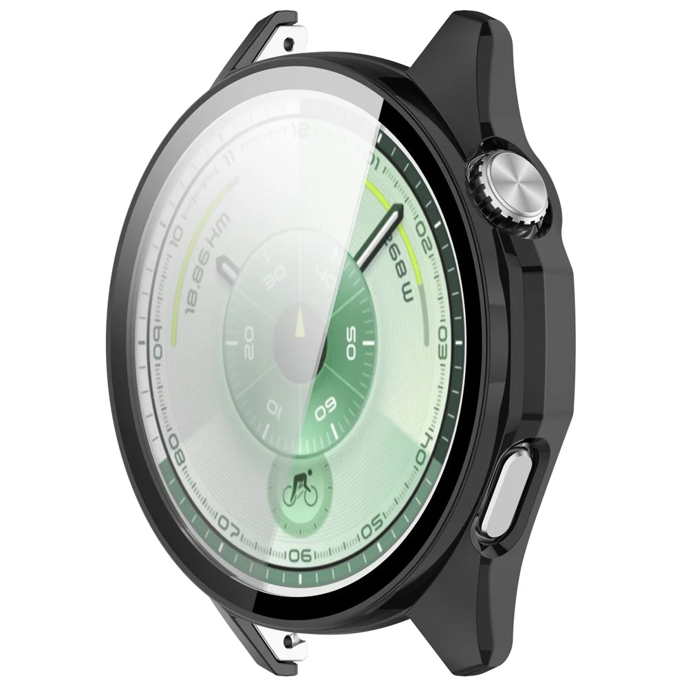 WANLONFENG For Huawei Watch GT 6 46mm Watch Case  PC Frame Cover with Tempered Glass Screen Protector - Black - 2