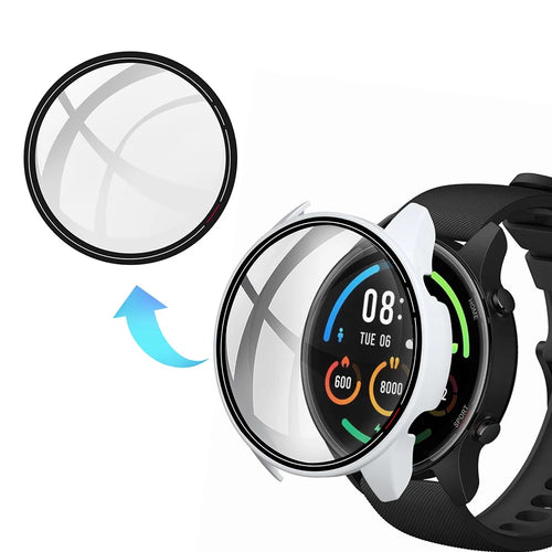 PC Smart Watch Protective Case Cover with Tempered Glass Screen Protector Film for Xiaomi Mi Watch Color - White - 1