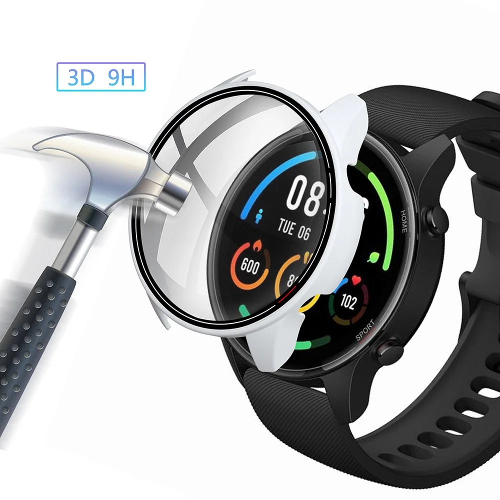 PC Smart Watch Protective Case Cover with Tempered Glass Screen Protector Film for Xiaomi Mi Watch Color - White - 2