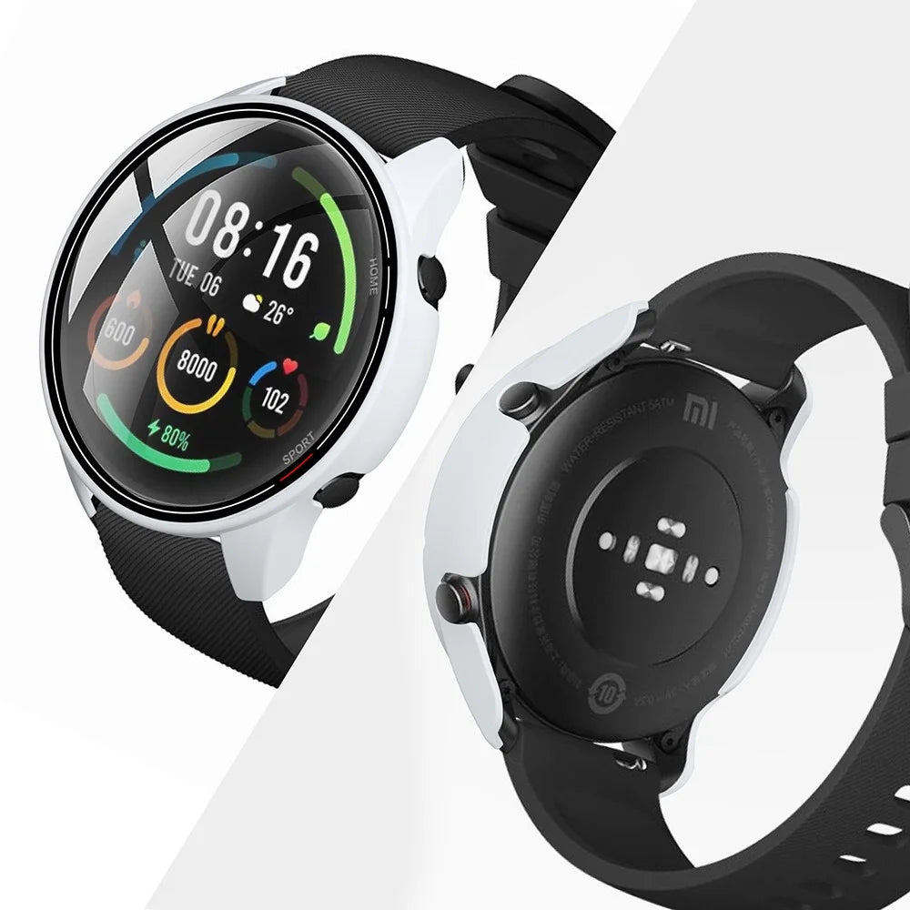 PC Smart Watch Protective Case Cover with Tempered Glass Screen Protector Film for Xiaomi Mi Watch Color - White - 3