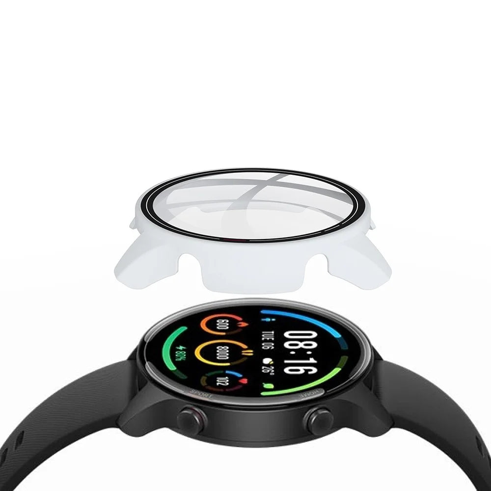 PC Smart Watch Protective Case Cover with Tempered Glass Screen Protector Film for Xiaomi Mi Watch Color - White - 6