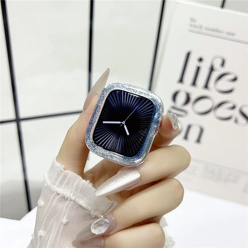 Watch Case For Apple Watch SE3 / SE2 / SE1 /  6 / 5 / 4 44mm Color Changing Glitter Resin Coated PC Cover - Blue - 1