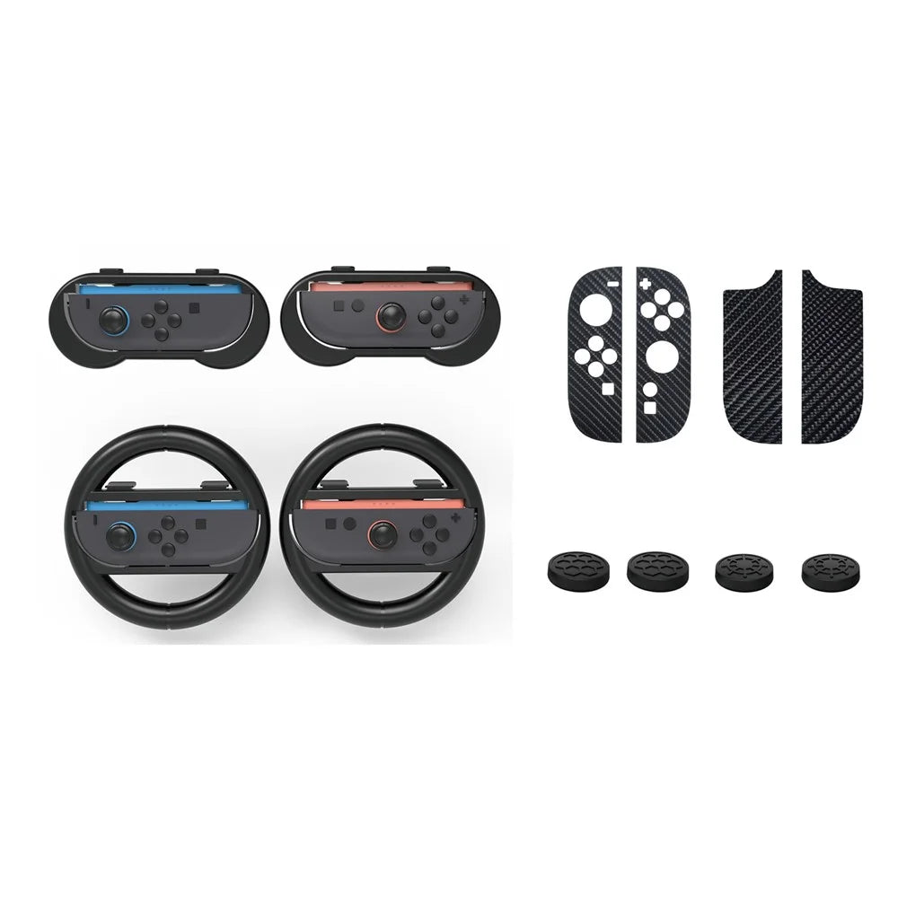 PGTECH GP-393 For Nintendo Switch 2 10 in 1 Controller Accessory Kit Joystick Caps Steering Wheel Grip Handle and Sticker Set - 7