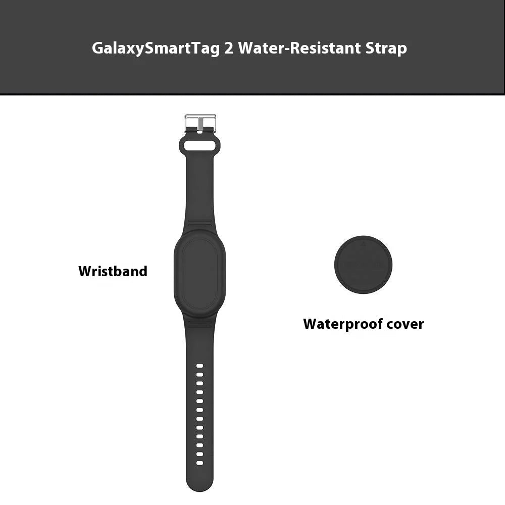 Silicone Wristband Holder For Samsung Galaxy SmartTag2 Protective Cover Case Bracelet Watch Band - Black - 6