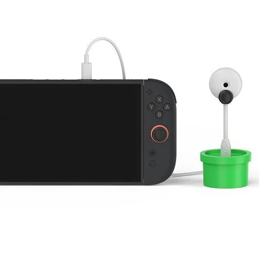 For Nintendo Switch 2 Game Console Plant Shape 1080P HD USB Camera with Charging Base - Green - 2
