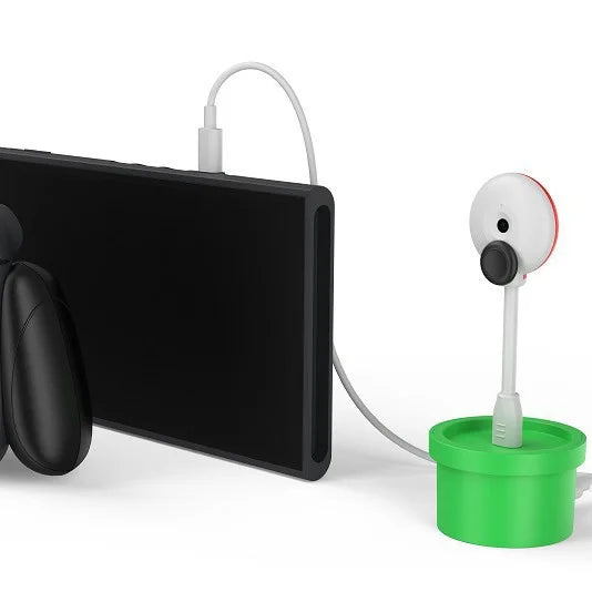 For Nintendo Switch 2 Game Console Plant Shape 1080P HD USB Camera with Charging Base - Green - 3