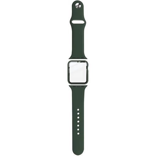 IMAK For Apple Watch SE 3  /  2  / 1 44mm Silicone Watch Strap with PC Watch Case and Tempered Glass - Green - 2