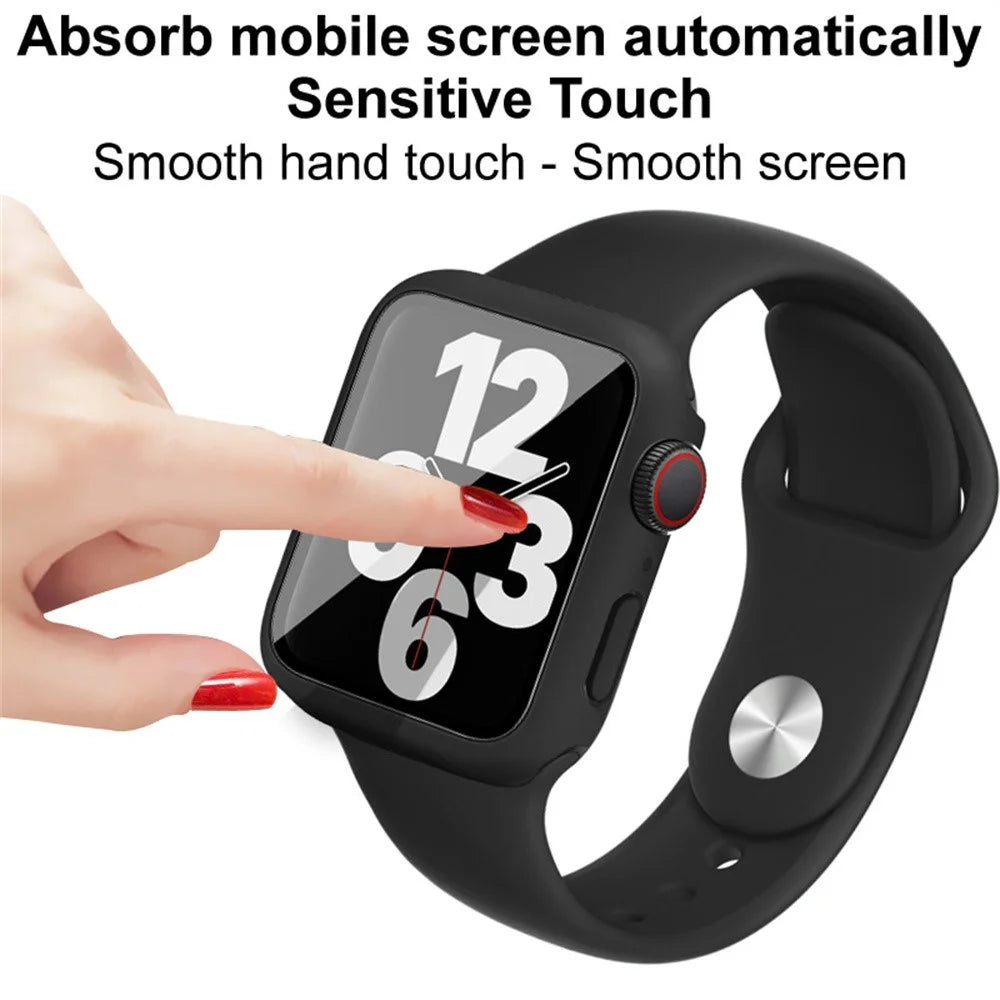 IMAK For Apple Watch SE 3  /  2  / 1 44mm Silicone Watch Strap with PC Watch Case and Tempered Glass - Green - 5