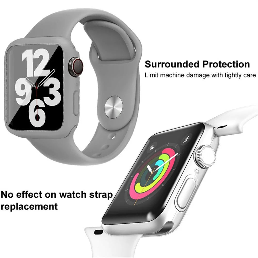 IMAK For Apple Watch SE 3  /  2  / 1 44mm Silicone Watch Strap with PC Watch Case and Tempered Glass - Green - 7