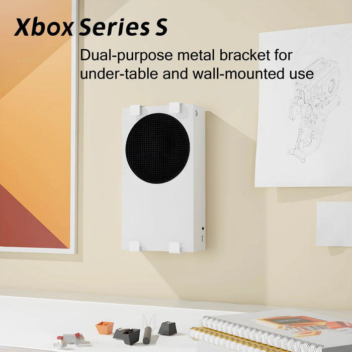 For Xbox Series S Metal Stand Wall Mount / Under Desk Dual Use Controller Holder Gaming Accessory - White - 5