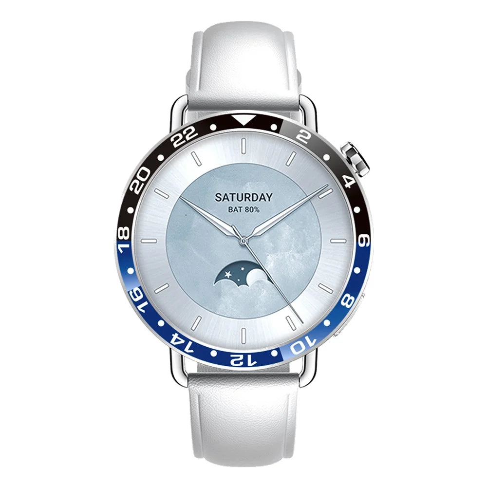 For Xiaomi Watch S4 41mm Bezel Ring Aluminum Alloy Dual Color Protective Cover Ring - Black+Blue  /  White Characters - 2