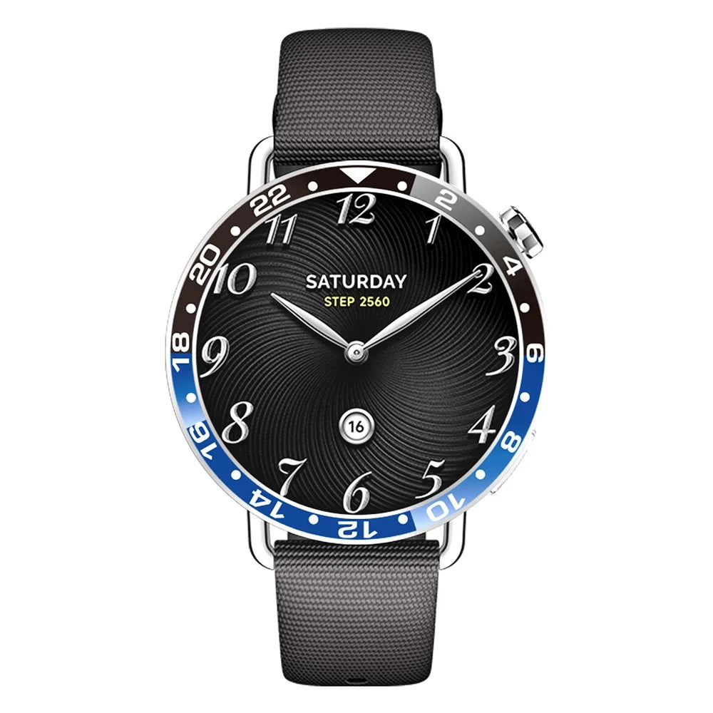 For Xiaomi Watch S4 41mm Bezel Ring Aluminum Alloy Dual Color Protective Cover Ring - Black+Blue  /  White Characters - 3