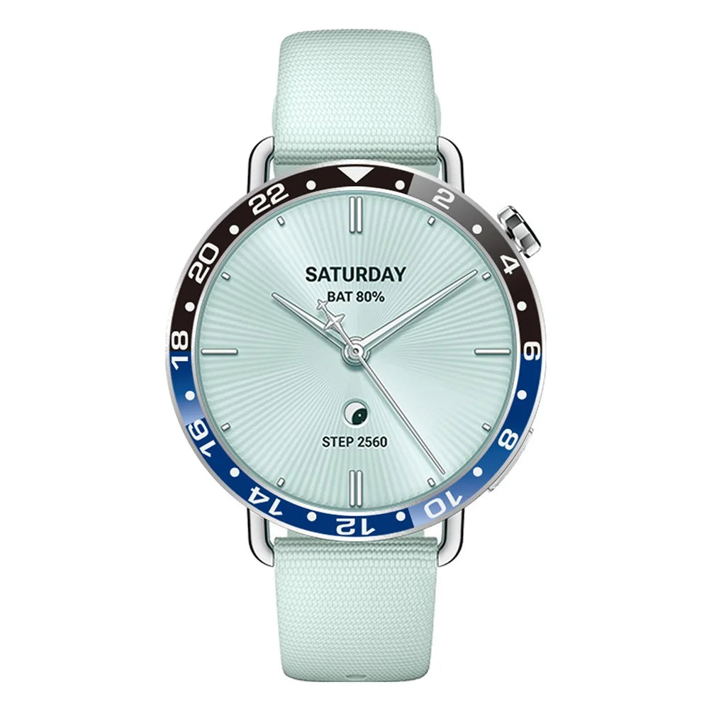 For Xiaomi Watch S4 41mm Bezel Ring Aluminum Alloy Dual Color Protective Cover Ring - Black+Blue  /  White Characters - 4
