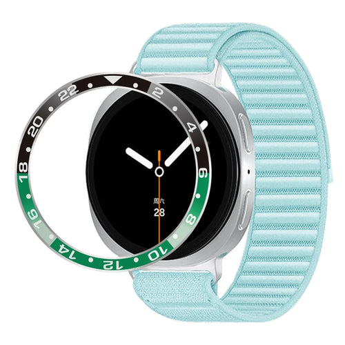 For Samsung Galaxy Watch8 44mm Bezel Ring Aluminum Alloy Dual Color Protective Cover Ring - Black+Green  /  White Characters - 1