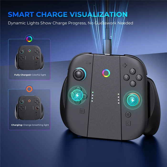 JYS-NS2287B For Nintendo Switch 2 Controller Charging Grip Magnetic Charging Dock with GL / GR Buttons - Black - 6