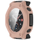 For Huami Amazfit T-Rex 3 Pro 48mm Watch Case PC Frame Cover with Tempered Glass Screen Film - Pink - 5