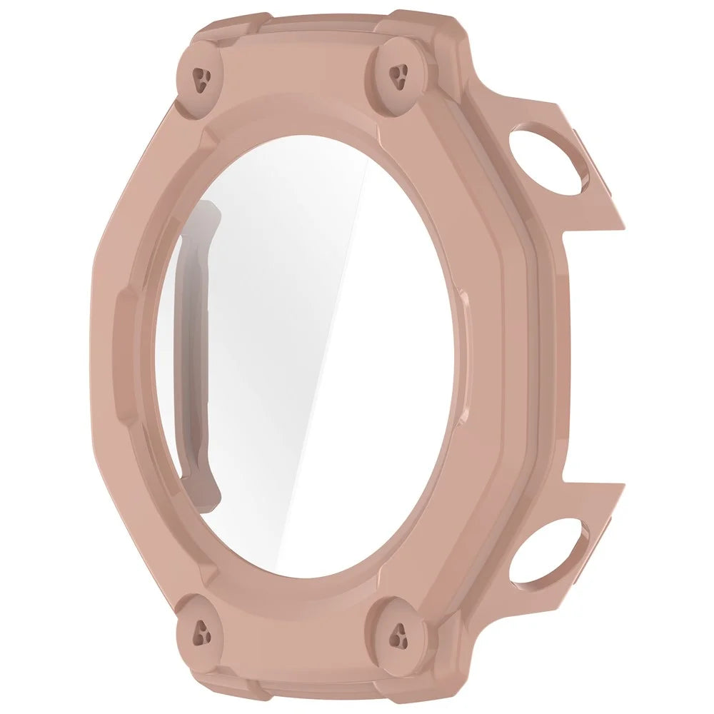 For Huami Amazfit T-Rex 3 Watch Case PC Frame Cover with Tempered Glass Screen Film - Pink - 2