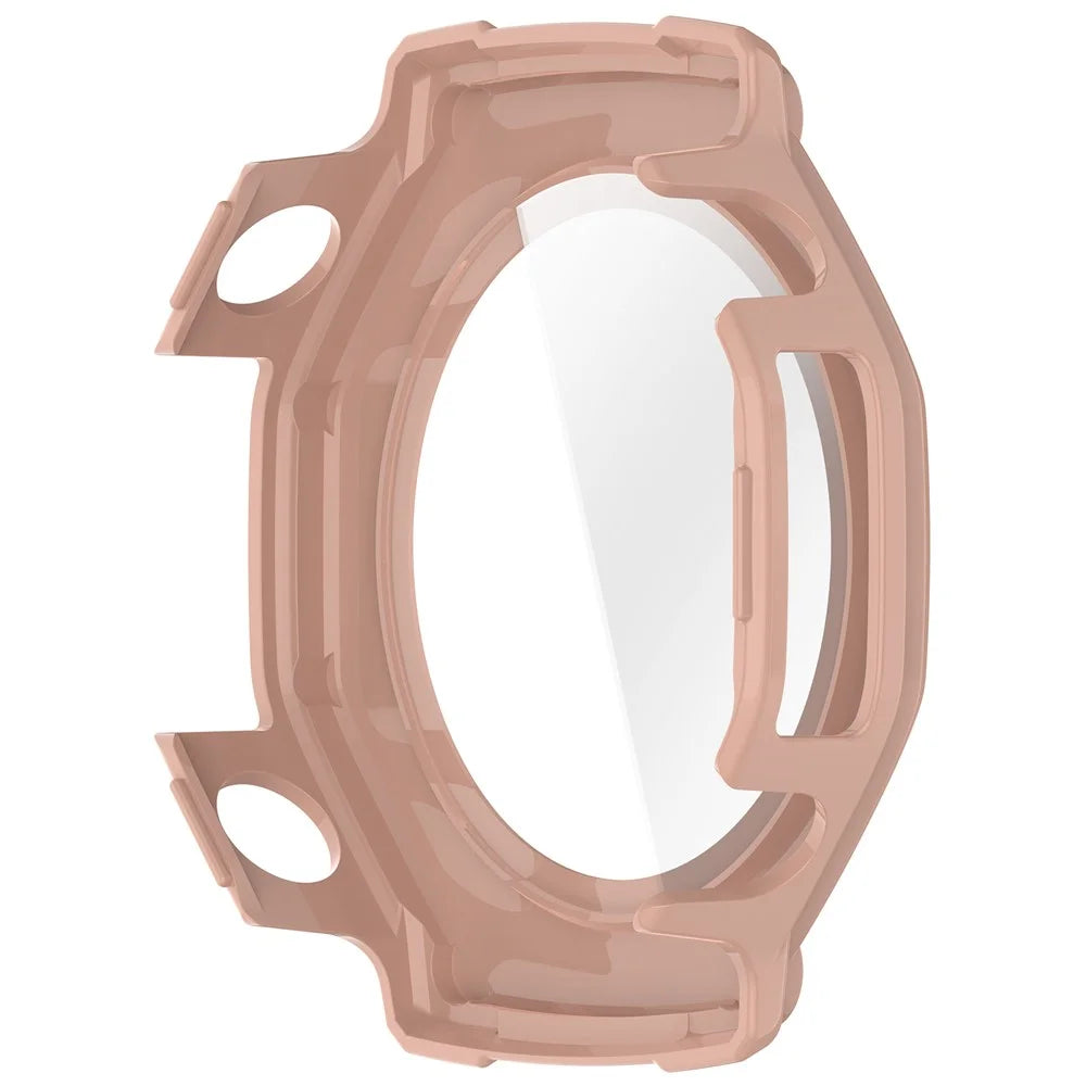 For Huami Amazfit T-Rex 3 Watch Case PC Frame Cover with Tempered Glass Screen Film - Pink - 3