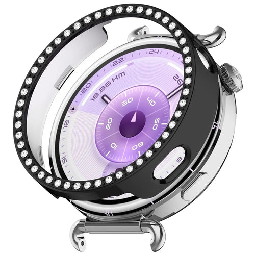 For Huawei Watch GT 6 41mm Watch Case Rhinestone Decor Hollow Electroplating PC Watch Cover - Black - 1