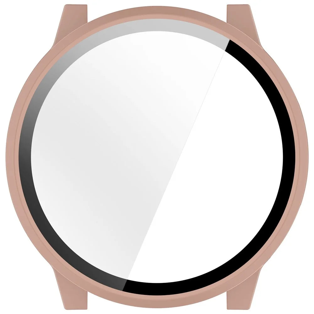 For Garmin Venu 4 45mm Watch Case PC Frame Cover with Tempered Glass Screen Film - Pink - 4