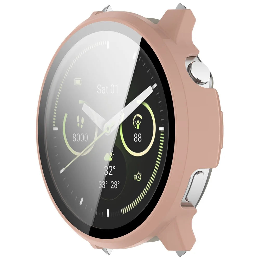 For Garmin Venu 4 45mm Watch Case PC Frame Cover with Tempered Glass Screen Film - Pink - 5