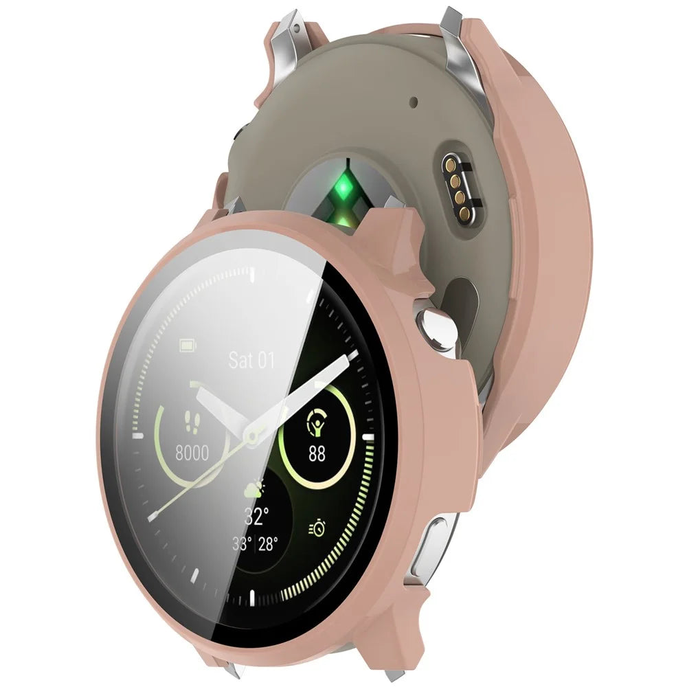 For Garmin Venu 4 45mm Watch Case PC Frame Cover with Tempered Glass Screen Film - Pink - 6