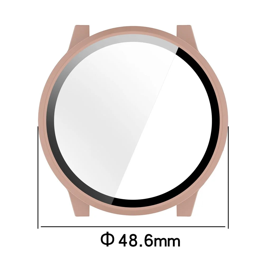 For Garmin Venu 4 45mm Watch Case PC Frame Cover with Tempered Glass Screen Film - Pink - 7