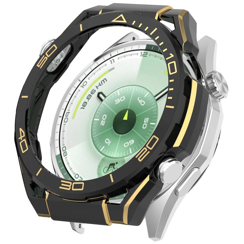 PC Protective Case for Huawei Watch GT 6 46mm Smart Watch Transfer Cover Shell Scratch Resistant - Black  /  Gold - 1