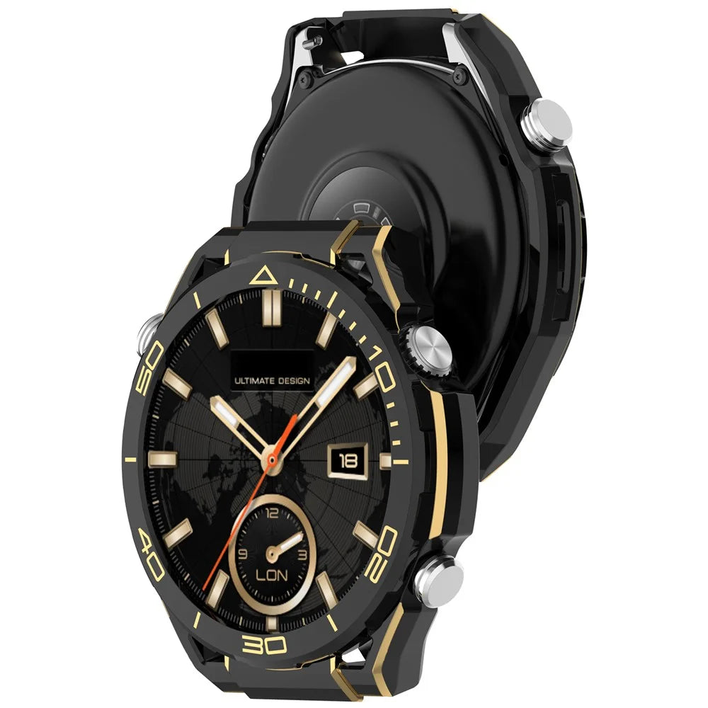 PC Protective Case for Huawei Watch GT 6 46mm Smart Watch Transfer Cover Shell Scratch Resistant - Black  /  Gold - 6