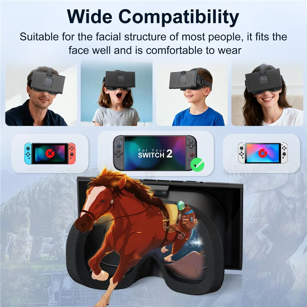 STARTRC GAMES VR Headset for Nintendo Switch 2 Virtual Reality Headset Gaming Experience Heat Dissipation - Black / Black - 6