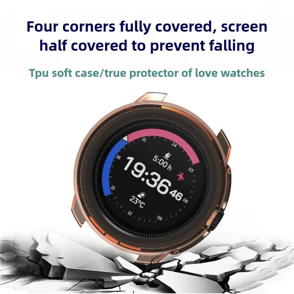 For Suunto Race 2 Protective Watch Case TPU Hollow Cover - Transparent Orange - 4