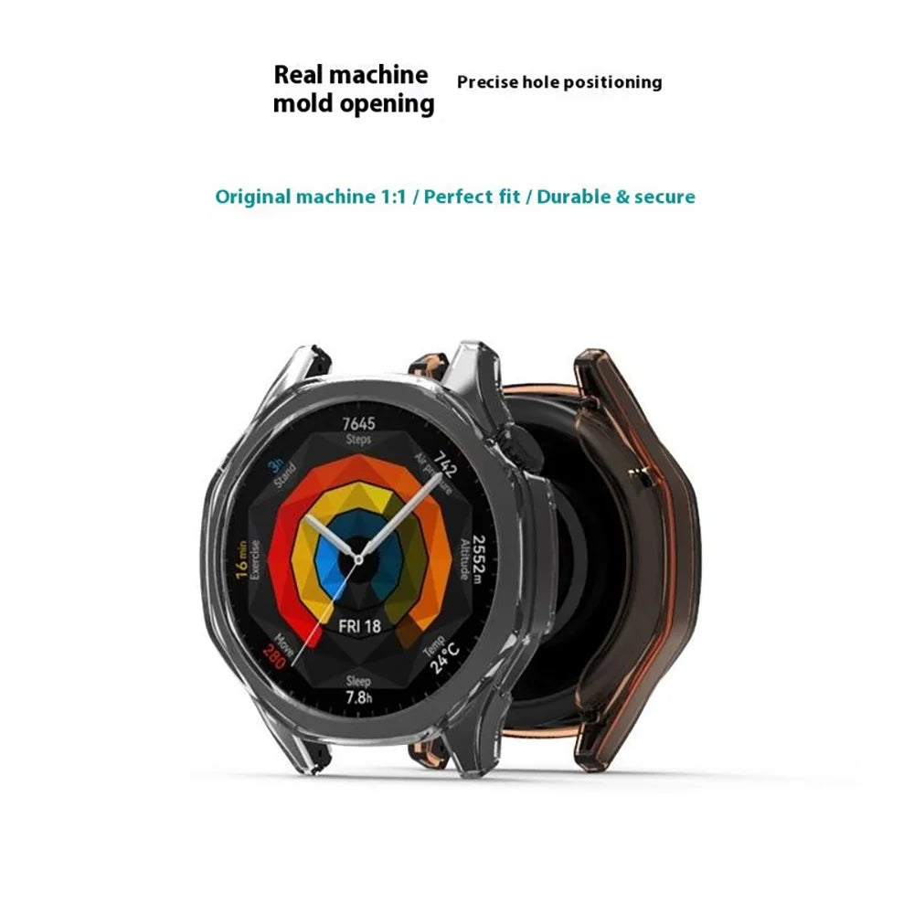 For Huawei Watch GT 6 46mm Protective Watch Case TPU Hollow Cover - Transparent Black - 3