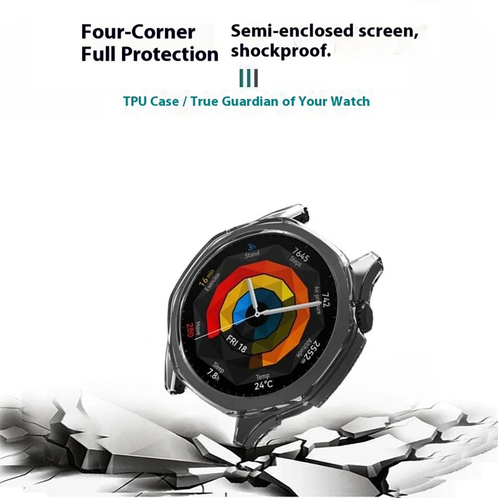 For Huawei Watch GT 6 46mm Protective Watch Case TPU Hollow Cover - Transparent Black - 4