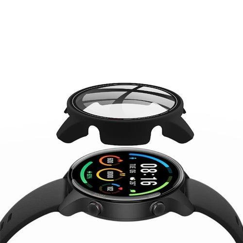 Rubberized PC Frame with Tempered Glass Screen Protector Shell for Xiaomi Mi Watch Color - Black - 1
