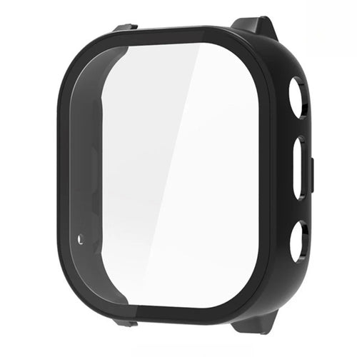 For Cosmo JrTrack 3 Kids Smart Watch Hard PC Watch Protective Case with Tempered Glass Film - Black - 1