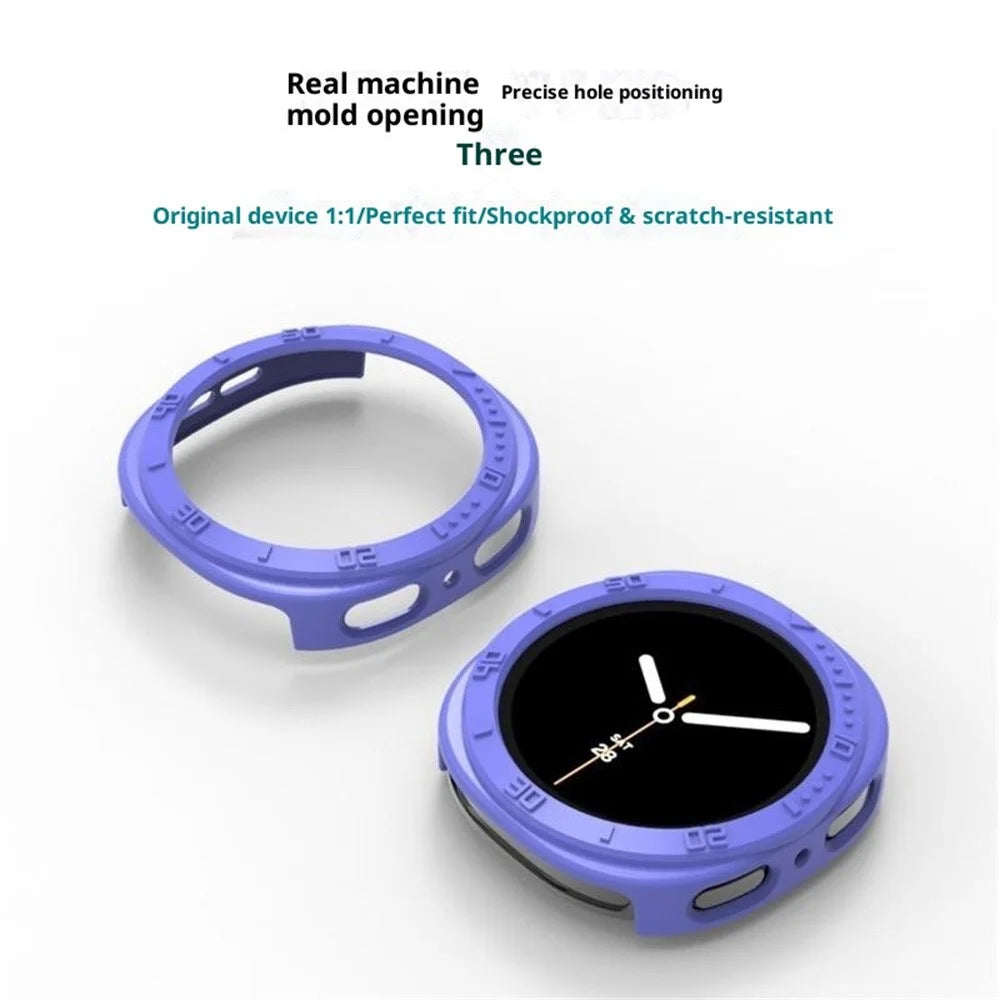 For Samsung Galaxy Watch8 44mm Case Half Coverage Hollow-Out PC Protective Watch Frame - Black - 3