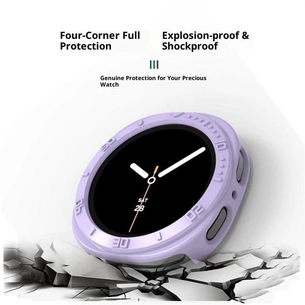 For Samsung Galaxy Watch8 44mm Case Half Coverage Hollow-Out PC Protective Watch Frame - Black - 4