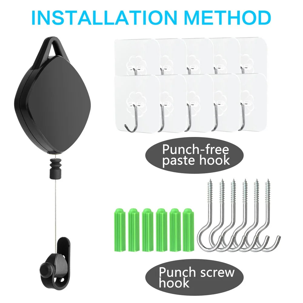 6PCS VR Cable Management System Retractable Ceiling Pulley for VR Headset Cable Organizer Accessories - Black - 7